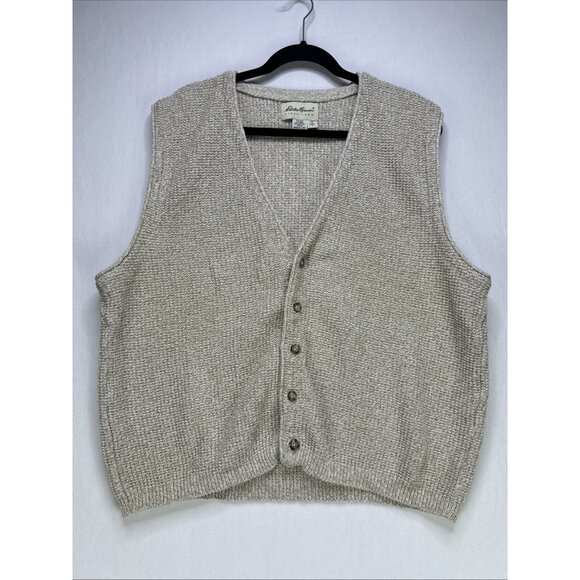 Eddie Bauer Other - Vintage Eddie Bauer Sweater Vest Mens M Cardigan V Neck Chunky Knit Made in USA